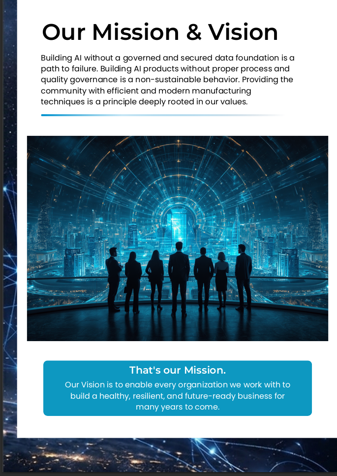 Team looking towards a digitally connected future, from the AMG Partners company profile